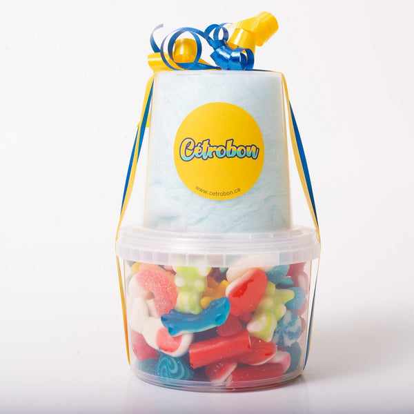 Le cadeau idéal pour surprendre famille et amis ! Laissez-vous séduire par notre barbe à papa maison, faite à la main avec notre sucre spécial, accompagnée de 400g de bonbons