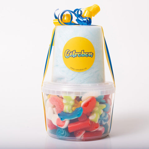 Le cadeau idéal pour surprendre famille et amis ! Laissez-vous séduire par notre barbe à papa maison, faite à la main avec notre sucre spécial, accompagnée de 400g de bonbons